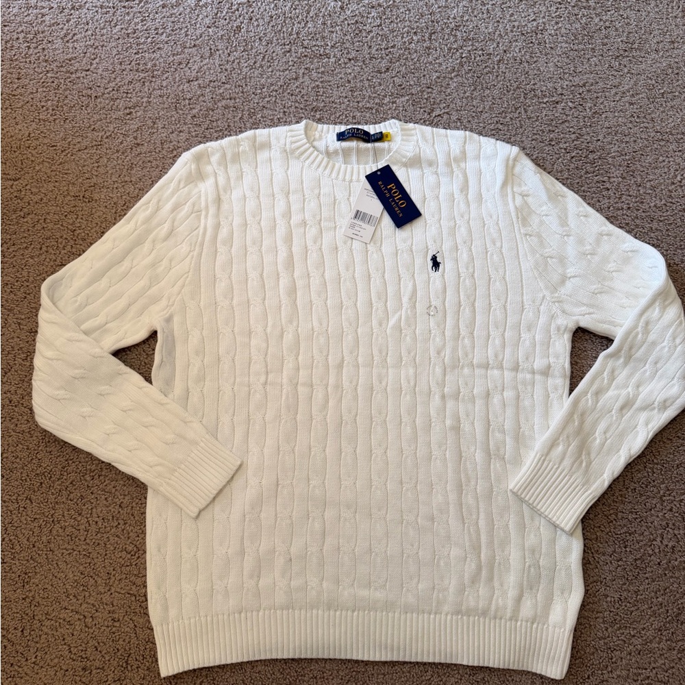 Polo by Ralph Lauren Men's White Cable-Knit Sweater